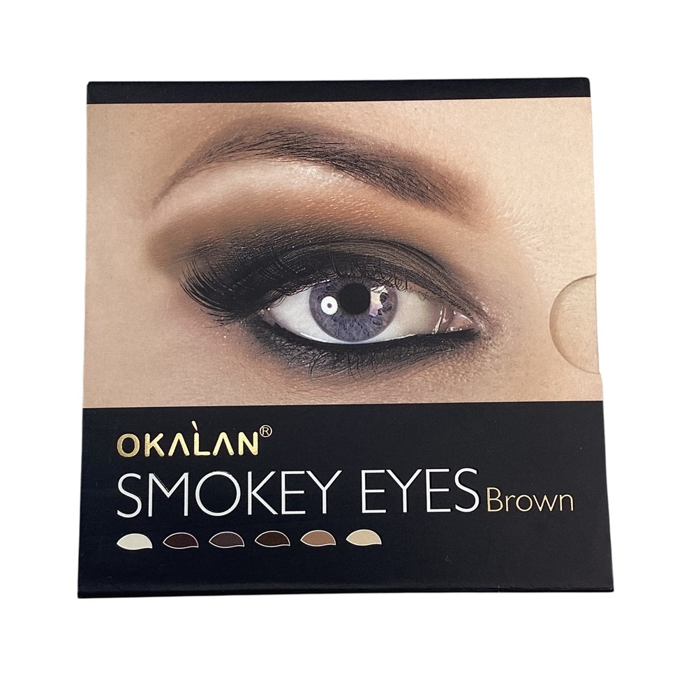 Okalan Smokey Eyes Brown 6 Shade Eyeshadow Palette Mirror Applicator